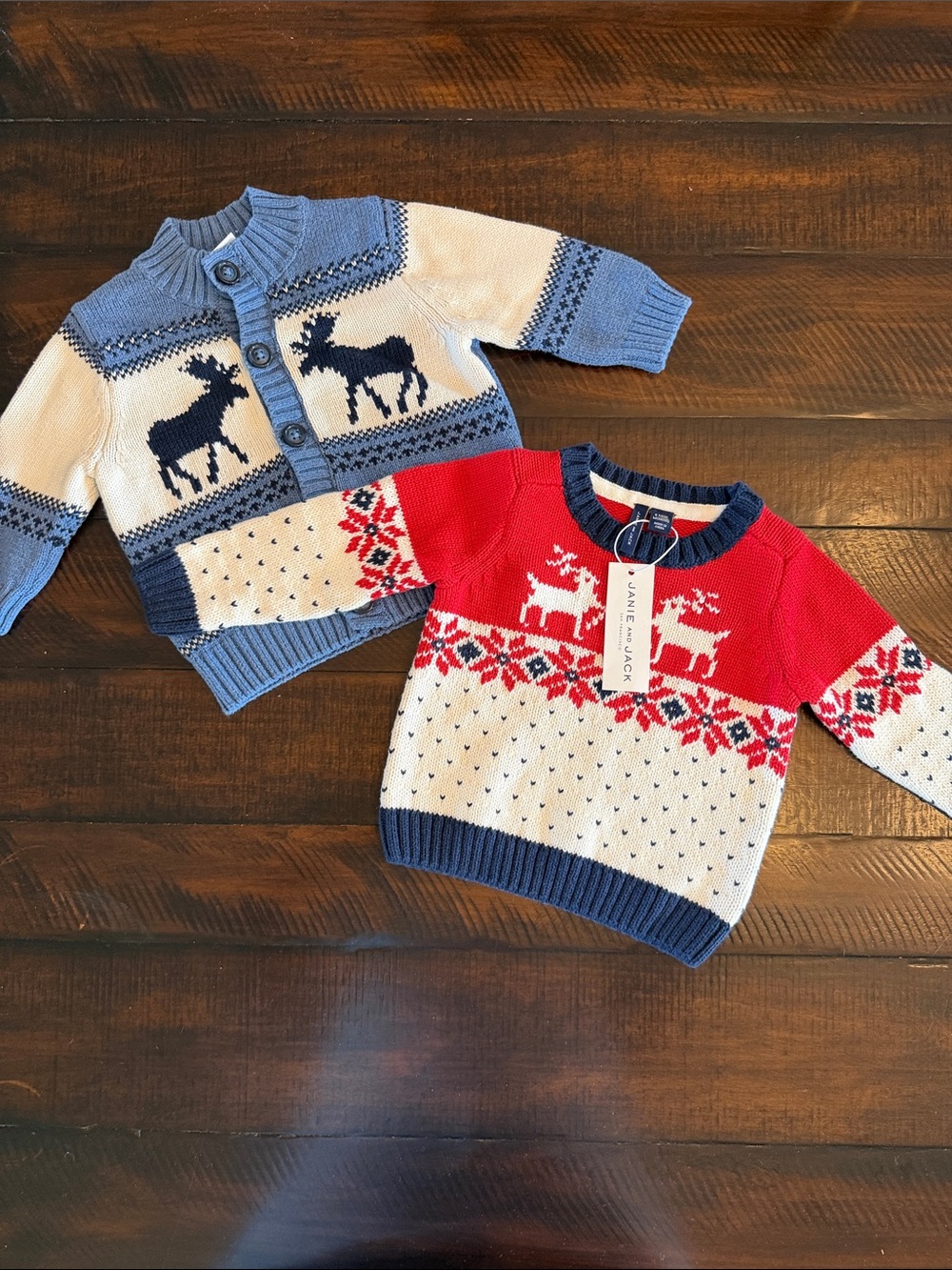 2 Little Boys Sweaters. One with a Moose and one with a Deer Motif.
